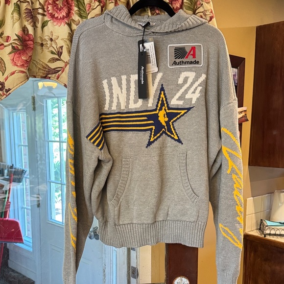 Gray Indy 24 Hoodie with Yellow Accents